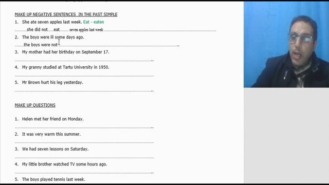Past simple exercise1 تمرين في الماضي البسيط مع الشرح смотреть онлайн
