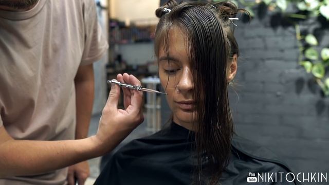 how to cut middle length women's haircut with layers, salon shape смотреть онлайн