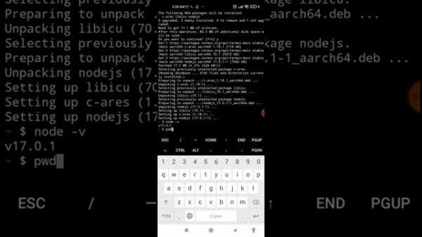 Install nodejs and express in Android devices.