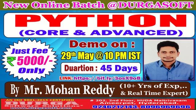PYTHON (CORE & ADVANCED) Online Training @ DURGASOFT смотреть онлайн