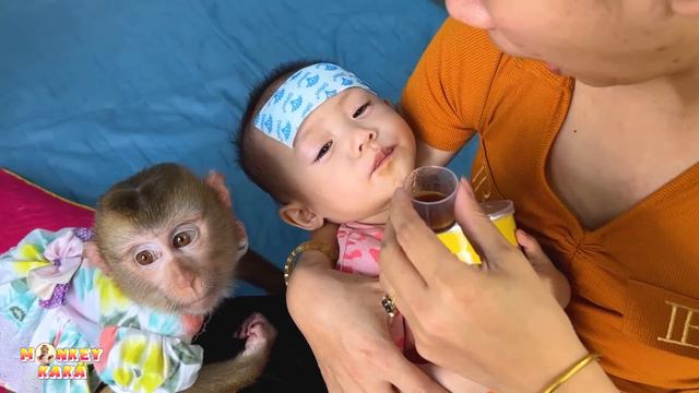 Monkey KaKa Was Worried When Saw Diem Crying Because Of A Fever