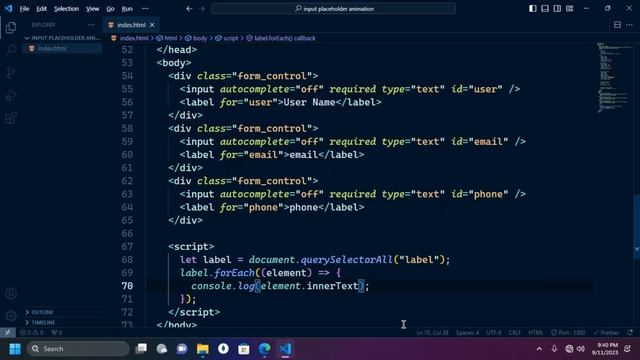 Interactive Input Field Placeholder Animation | HTML, CSS, JS смотреть онлайн