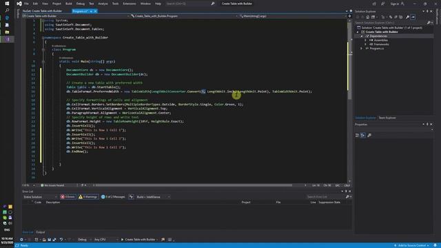 Как программно создать документ с таблицей на языке С# и платформе .NET с помощью Document Builder смотреть онлайн