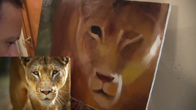 Курсы живописи для взрослых, научиться рисовать львицу, художник Сахаров смотреть онлайн
