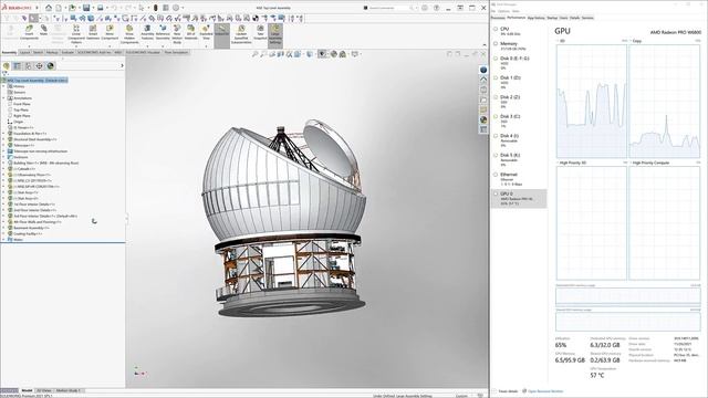 AMD Radeon Pro W6800 GPU in Solidworks смотреть онлайн