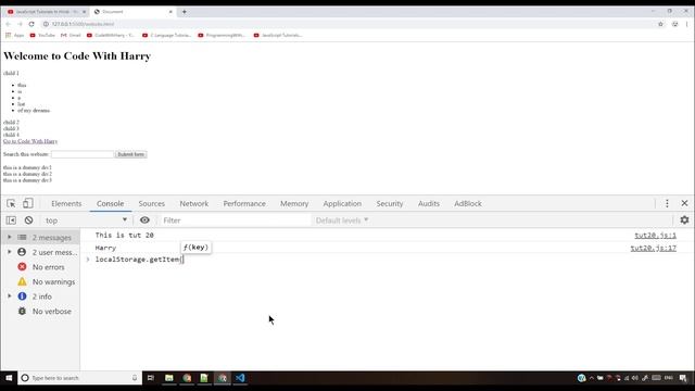 Local & Session storage in JavaScript | JavaScript Tutorial In Hindi #20 смотреть онлайн