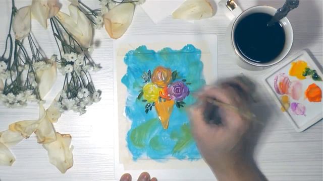 Открытка букет с мороженым рисуем сами смотреть онлайн