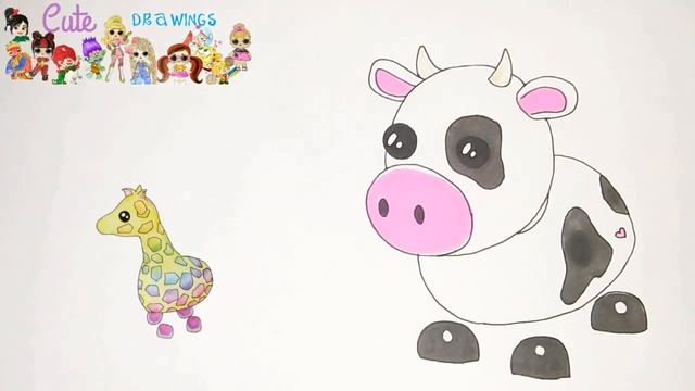 How To Draw A Cow | Roblox Adopt Me Pet | Cartooning Cute drawings смотреть онлайн