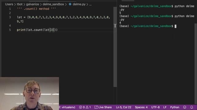 List Functions and Methods - .count() method смотреть онлайн