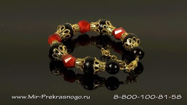 Красивый Браслет из агата и муранского стекла "Ночная Страсть" смотреть онлайн