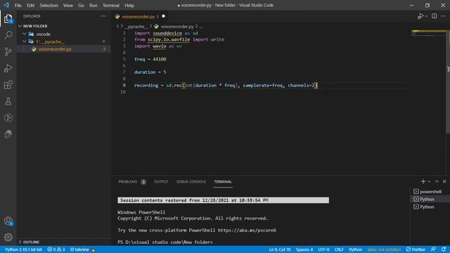How To Record Voice By Python SOUNDDEVICE And Scipy And WAVIO Module-python libraries tutorial смотреть онлайн
