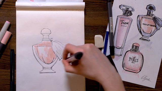 Как нарисовать духи поэтапно | Обучающие видео уроки по рисованию для начинающих. Онлайн школа смотреть онлайн
