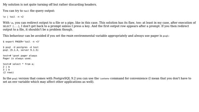 Databases: How to turn off header only in psql (postgresql)? (4 Solutions!!) смотреть онлайн