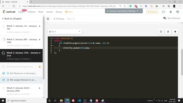 LeetCode 215. Kth Largest Element in an Array | January Daily Challenge | C++ | Min Heap смотреть онлайн