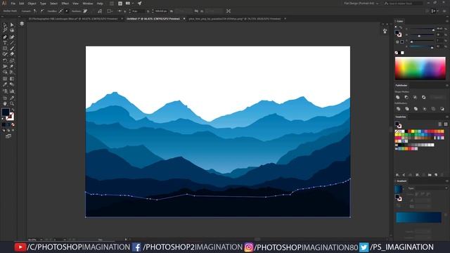 How to Draw Flat Mountain Landscape in Adobe Illustrator смотреть онлайн