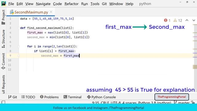 Second Largest number in a Python List смотреть онлайн