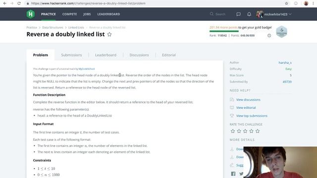 HackerRank Reverse A Doubly Linked List Solution Explained - Java смотреть онлайн