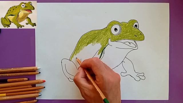 How to draw a Frog/Cómo dibujar una rana/Как нарисовать Лягушку. смотреть онлайн