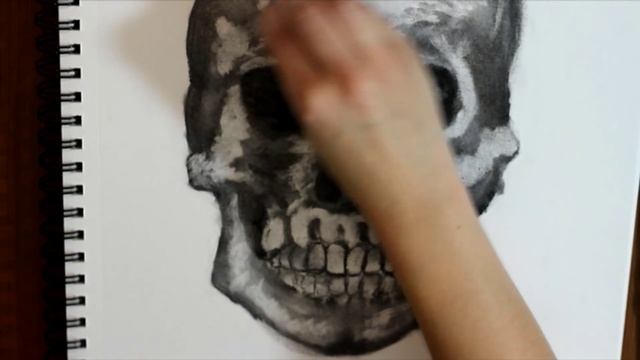 How to Draw a DETAILED Skull in Charcoal ☠ смотреть онлайн