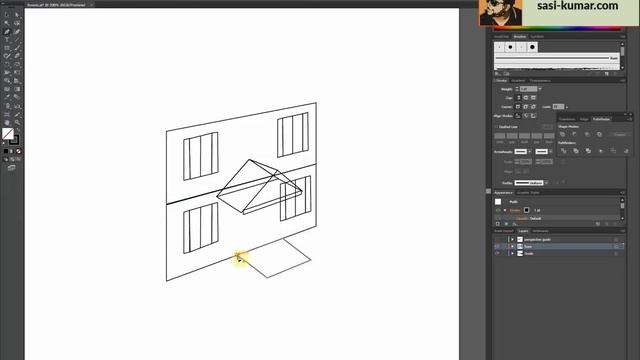 Drawing Production level vector House in adobe illustrator - Step 01- Drawing the basic sketch смотреть онлайн