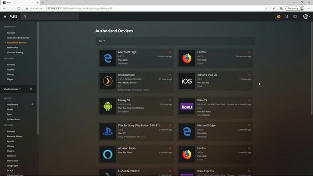 PLEX Media Server Remove Authorized Device Access смотреть онлайн