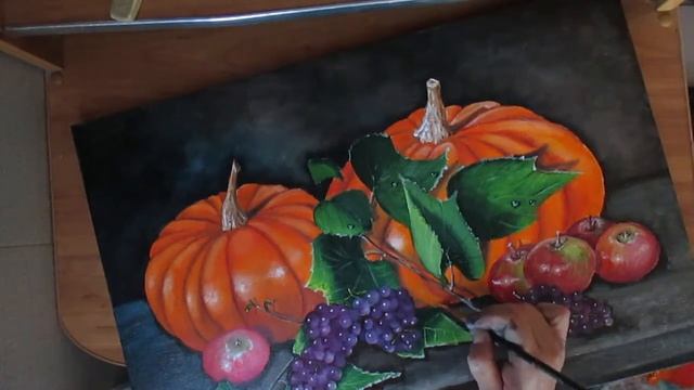Натюрморт "ТЫКВЫ" 2 часть Живопись маслом.Видео урок. смотреть онлайн