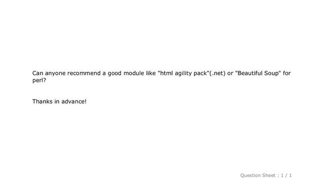 HTML : "html agility pack" like module for perl смотреть онлайн