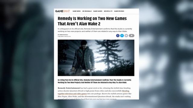 RUMOR: Alan Wake 2 in Development at Remedy смотреть онлайн