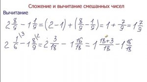 Математика 5 класс. Вычитание смешанных чисел