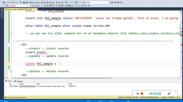 004 SQL Commands #DDL #DML #DRL смотреть онлайн
