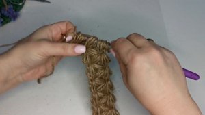 Прямоугольная салфетка из джута крючком.Экостиль.