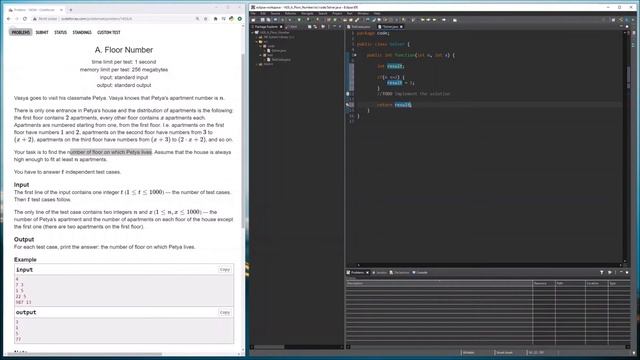 Solving problems on codeforces.com with Java - 1426A Floor Number (Difficulty 800) смотреть онлайн