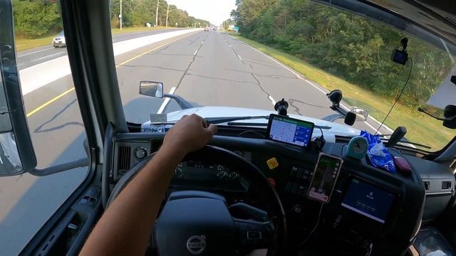 POV/ Truck Driving VOLVO VNL 860 On The Streets Of New Jersey