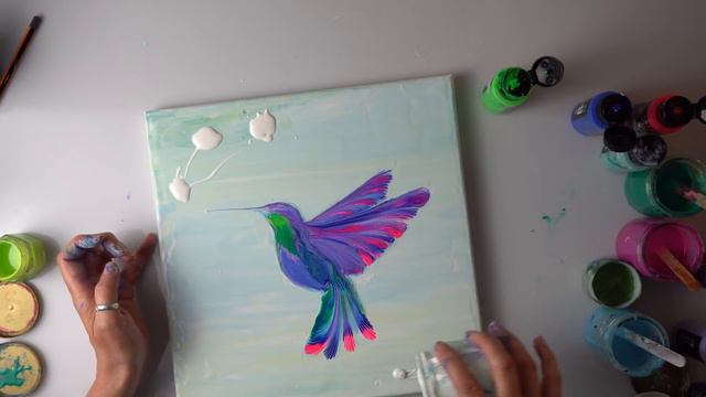 EASIER Than You Think! Beautiful Humming Bird POUR! | AB Creative Chain Pull + Straw Blow Tutorial смотреть онлайн