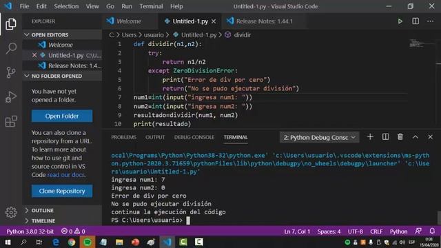 Curso en Python video 23. Uso de Excepciones TRY-EXCEPT-FINALLY смотреть онлайн