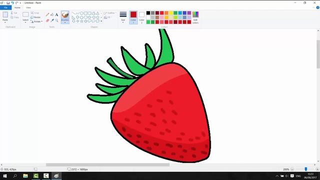 Microsoft paint tutorial - Strawberry (All fruit series) Part 10 - Windows 10 смотреть онлайн
