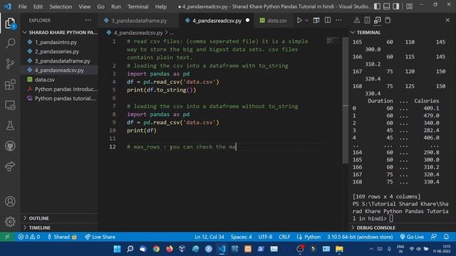 Python Pandas Read CSV | pd.read_csv() to_string() | Python Pandas Tutorial in Hindi (With Notes) # смотреть онлайн