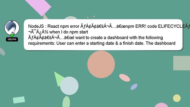 NodeJS : React npm error ÃƒÂ¢Ã¢â€šÂ¬Ã…â€œnpm ERR! code ELIFECYCLEÃƒÂ¢Ã¢â€šÂ¬Ã¯Â¿Â½ when I do npm st смотреть онлайн