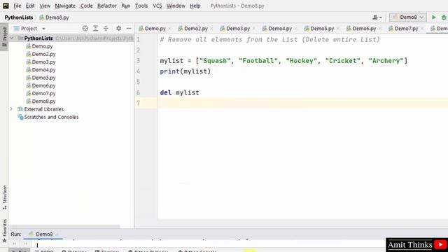 Remove all elements from the Python list | Delete entire List | Amit Thinks смотреть онлайн