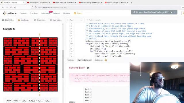 Brick Wall, Medium, C++, LeetCode смотреть онлайн