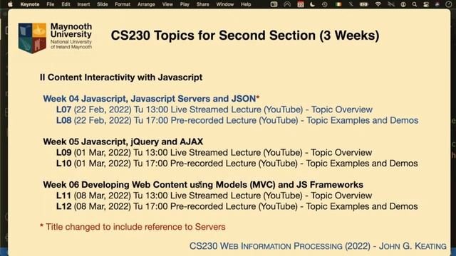CS230 (2022): L07 - Javascript, JavaScript Servers and JSON смотреть онлайн