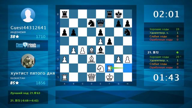 Анализ шахматной партии: хунтист пятого дня - Guest44312641, 1-0 (по ChessFriends.com) смотреть онлайн