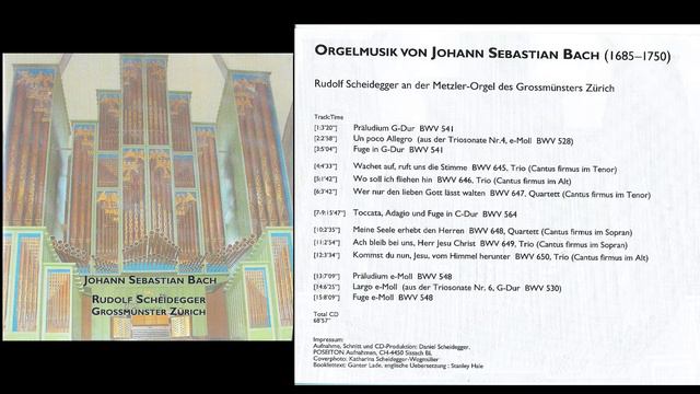 Johann Sebastian Bach Rudolf Scheidegger an der Metzler-Orgel des Grossmünsters Zürich смотреть онлайн