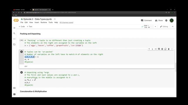 Python for Beginners - Data Types - Tuples смотреть онлайн
