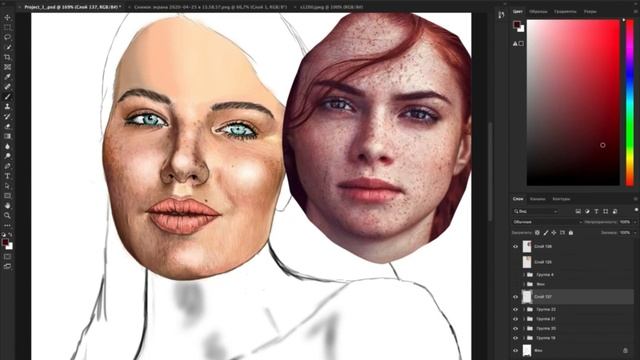 Реалистичный рисунок в фотошопе (GIRL/ Девушка) смотреть онлайн