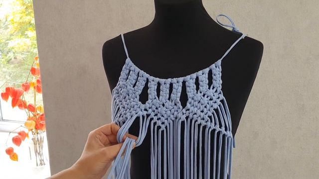 DIY tutorial macrame beach dress. The front of the dress. Платье макраме. Платье туника макраме. смотреть онлайн
