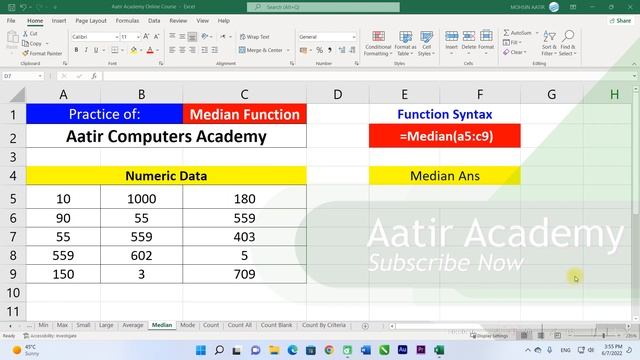 ?️ Median Function in MS Excel | Learn MS Excel with Aatir Academy 2022 смотреть онлайн