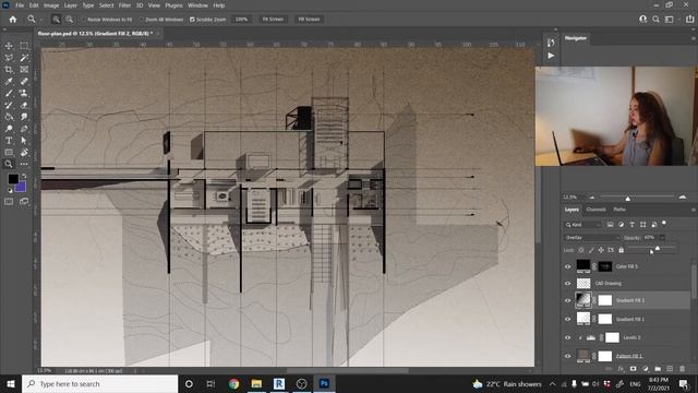 Architectural Floor Plan Presentation | Advanced Photoshop combining Autocad, Revit, Enscape смотреть онлайн