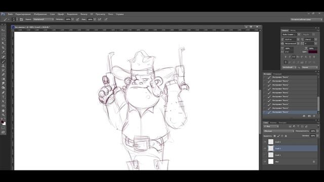 All stages of creating the character "Sheriff". Step one, Сoncept. смотреть онлайн