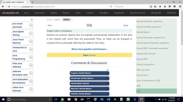 Explain index in database.
| javapedia.net смотреть онлайн